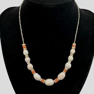 Diane Von Furstenberg Necklace VINTAGE DVF Coral & Sterling Beads 15 In Choker